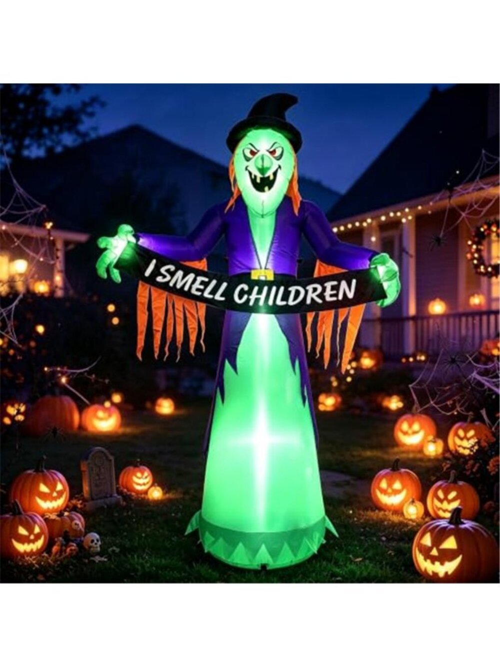 8FT Halloween Inflatable Witch Decorations for Outdoor Yard with LED Lights